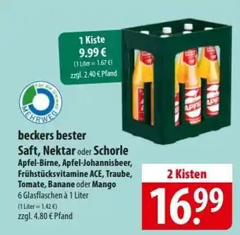 Famila Nord Ost beckers bester Saft, Nektar oder Schorle Angebot
