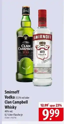 Famila Nord Ost Smirnoff Vodka oder Clan Campbell Whisky Angebot