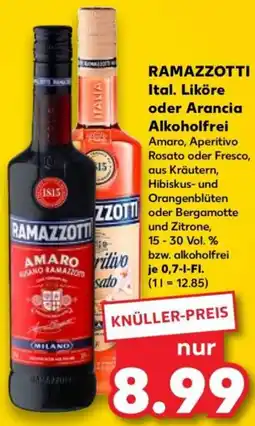Kaufland RAMAZZOTTI Ital. Liköre oder Arancia Alkoholfrei Angebot