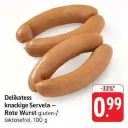 Edeka Delikatess knackige Servela-rote Wurst Angebot