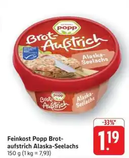 Edeka Feinkost Popp Brotaufstrich Alaska-Seelachs Angebot