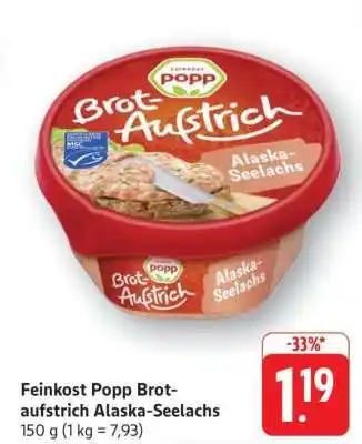 Edeka Feinkost Popp Brotaufstrich Alaska-Seelachs Angebot