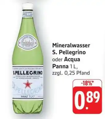 Edeka Mineralwasser S. Pellegrino oder Acqua Panna Angebot