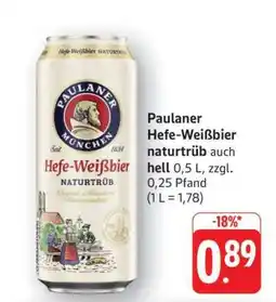 Edeka PAULANER Hefe- Weißbier naturtrüb Angebot