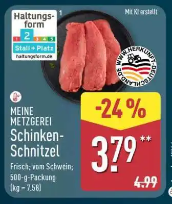 Aldi Nord MEINE METZGEREI Schinken­ Schnitzel Angebot