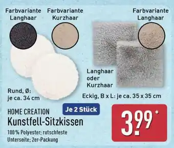 Aldi Nord HOME CREATION Kunstfell-Sitzkissen Angebot