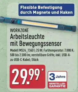 Aldi Nord WORKZONE Arbeitsleuchte mit Bewegungssensor Angebot