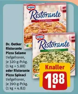 REWE Dr. Oetker Ristorante Pizza Salame oder Ristorante Pizza Spinaci Angebot