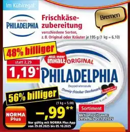Norma Frischkäsezubereitung Angebot