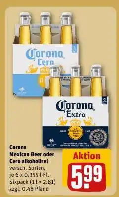 REWE Corona Mexican Beer oder Cero alkoholfrei Angebot