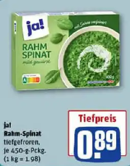 REWE ja! Rahm-Spinat Angebot