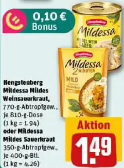 REWE Hengstenberg Mildessa Mildes Weinsauerkraut oder Mildessa Mildes Sauerkraut Angebot