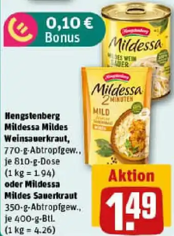 REWE Hengstenberg Mildessa Mildes Weinsauerkraut oder Mildessa Mildes Sauerkraut Angebot