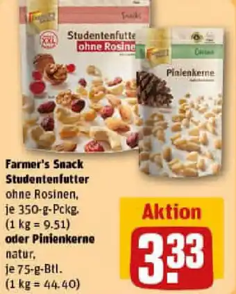 REWE Farmer's Snack Studentenfutter oder Pinienkerne Angebot