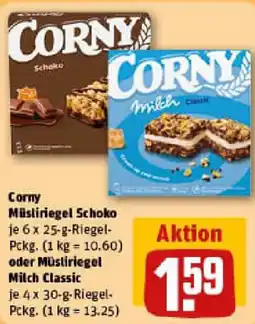 REWE Corny Müsliriegel Schoko oder Müsliriegel Milch Classic Angebot