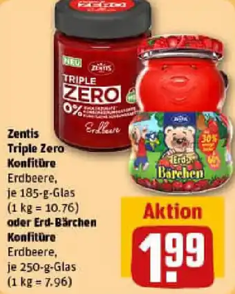 REWE Zentis Triple Zero Konfitüre oder Erd-Bärchen Konfitüre Angebot