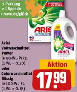 REWE Ariel Vollwaschmittel Pulver oder Colorwaschmittel flüssig Angebot
