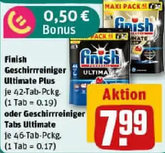 REWE Finish Geschirrreiniger Ultimate Plus oder Geschirrreiniger Tabs Ultimate Angebot