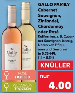 Kaufland GALLO FAMILY Cabernet Sauvignon, Zinfandel, Chardonnay oder Rosé Angebot