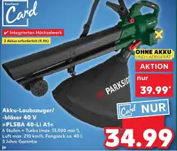 Kaufland PARKSIDE Akku-Laubsauger/ -bläser 40 V PLSBA 40-Li A1 Angebot
