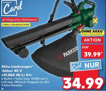 Kaufland PARKSIDE Akku-Laubsauger/ -bläser 40 V PLSBA 40-Li A1 Angebot