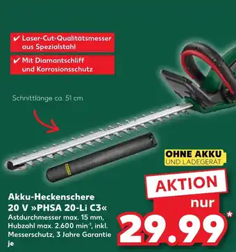 Kaufland PARKSIDE Akku-Heckenschere 20 V PHSA 20-Li C3 Angebot