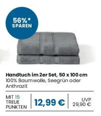 E-Center Handtuch im 2er Set, 50 x 100 cm Angebot