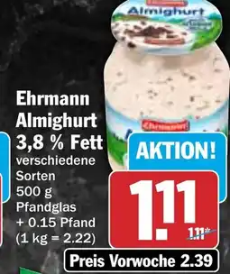 HIT Ehrmann Almighurt 3,8% Fett Angebot