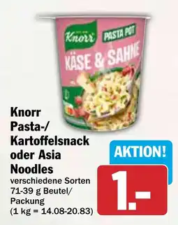 HIT Knorr Pasta-/ Kartoffelsnack oder Asia Noodles Angebot