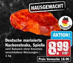 HIT Deutsche marinierte Nackensteaks, Spieße Angebot