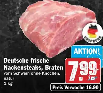 HIT Deutsche frische Nackensteaks, Braten Angebot