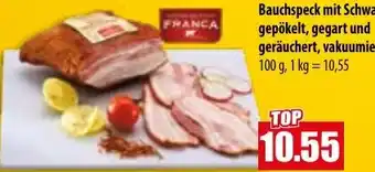 Mix Markt Bauchspeck mit Schwarte, gepökelt, gegart und geräuchert, vakuumiert Angebot