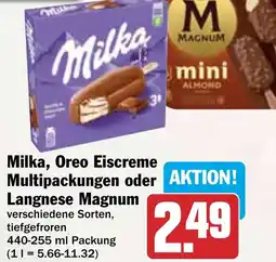 HIT Milka, Oreo Eiscreme Multipackungen oder Langnese Magnum Angebot