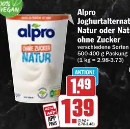 HIT Alpro Joghurtalternative Natur oder Natur ohne Zucker Angebot