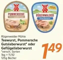 inkoop Rügenwalder Mühle Teewurst, Pommersche Gutsleberwurst oder Geflügelleberwurst Angebot