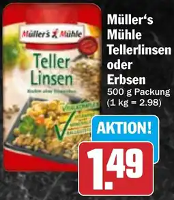 HIT Müller's Mühle Tellerlinsen oder Erbsen Angebot