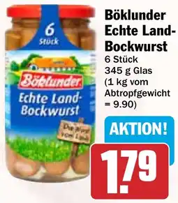 HIT Böklunder Echte Land Bockwurst Angebot