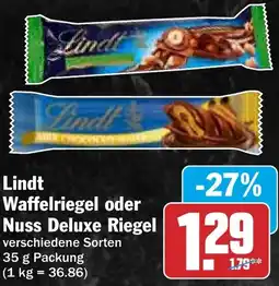 HIT Lindt Waffelriegel oder Nuss Deluxe Riegel Angebot