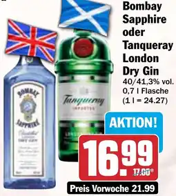 HIT Bombay Sapphire oder Tanqueray London Dry Gin Angebot