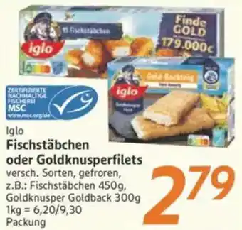 inkoop Iglo Fischstäbchen oder Goldknusperfilets Angebot