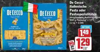 HIT De Cecco Italienische Pasta oder Pastaspezialitäten Angebot