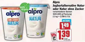 HIT Alpro Joghurtalternative Natur oder Natur ohne Zucker Angebot