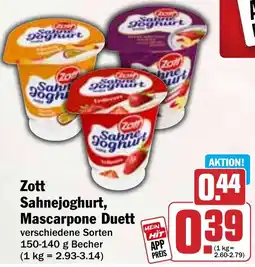 HIT Zott Sahnejoghurt, Mascarpone Duett Angebot