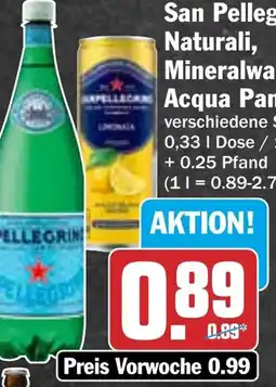 HIT San Pellegrino Naturali, Mineralwasser oder Acqua Panna Angebot
