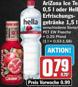 HIT AriZona Ice Tea oder Hella Erfrischungsgetränke Angebot