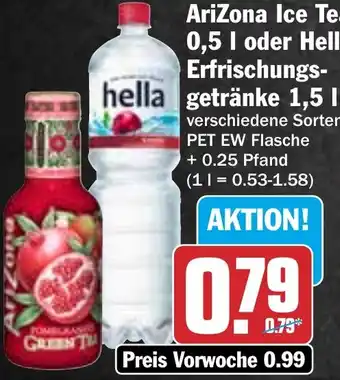 HIT AriZona Ice Tea oder Hella Erfrischungsgetränke Angebot