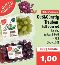 Aktiv Irma Gut&Günstig Trauben hell oder rot Angebot