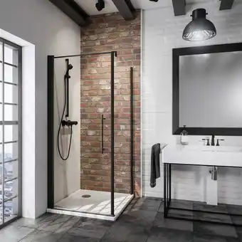 toom Baumarkt Schulte Drehtür inklusive Seitenwand 'Alexa Style 2.0' mattschwarz 90 x 90 cm Angebot