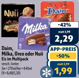 Aktiv Irma Daim, Milka, Oreo oder Nuii Eis im Multipack Angebot