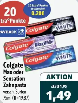 Aktiv Irma Colgate Max oder Sensation Zahnpasta Angebot
